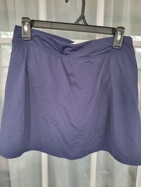 Lands End Swim Suit Skirt With Built In Bottoms- Navy Blue  Skort